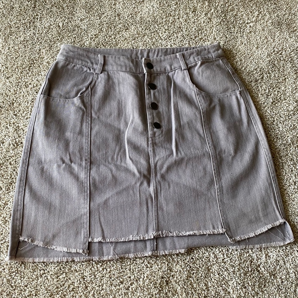 Entro Grey Raw Hem Jean Skirt